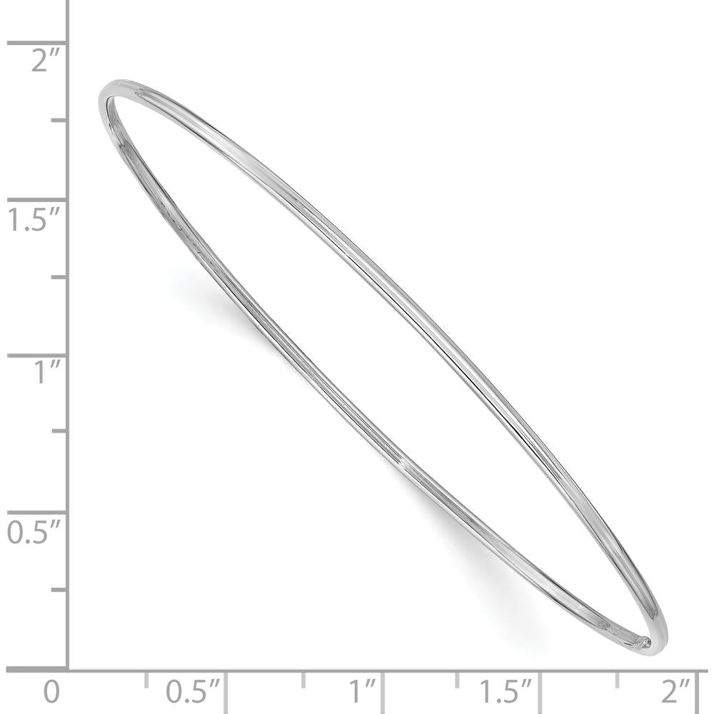 14K White Gold Polished 1.50mm Slip-on Round Bangle Bracelet by Oro Pregiato