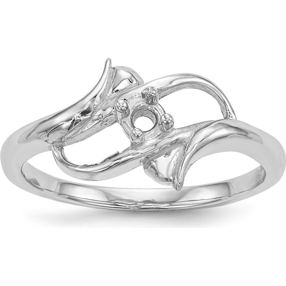 14K White Gold Polished 1-Stone Mother's Ring Mounting - 2mm Band Width by Oro Pregiato