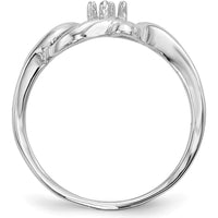 14K White Gold Polished 1-Stone Mother's Ring Mounting - 2mm Band Width by Oro Pregiato