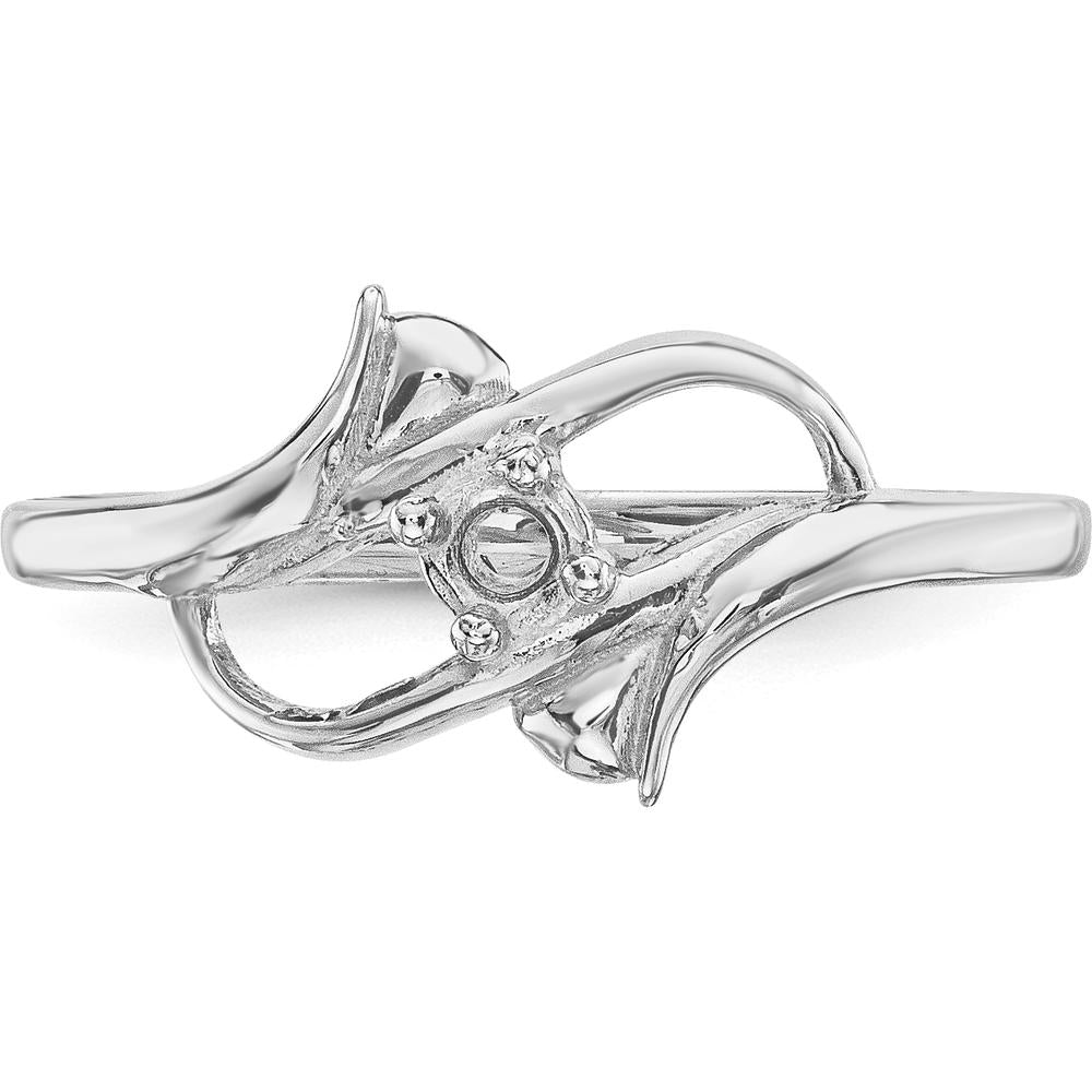 14K White Gold Polished 1-Stone Mother's Ring Mounting - 2mm Band Width by Oro Pregiato
