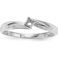 14K White Gold Polished 1-Stone Mother's Ring Mounting - 4mm Band Width by Oro Pregiato
