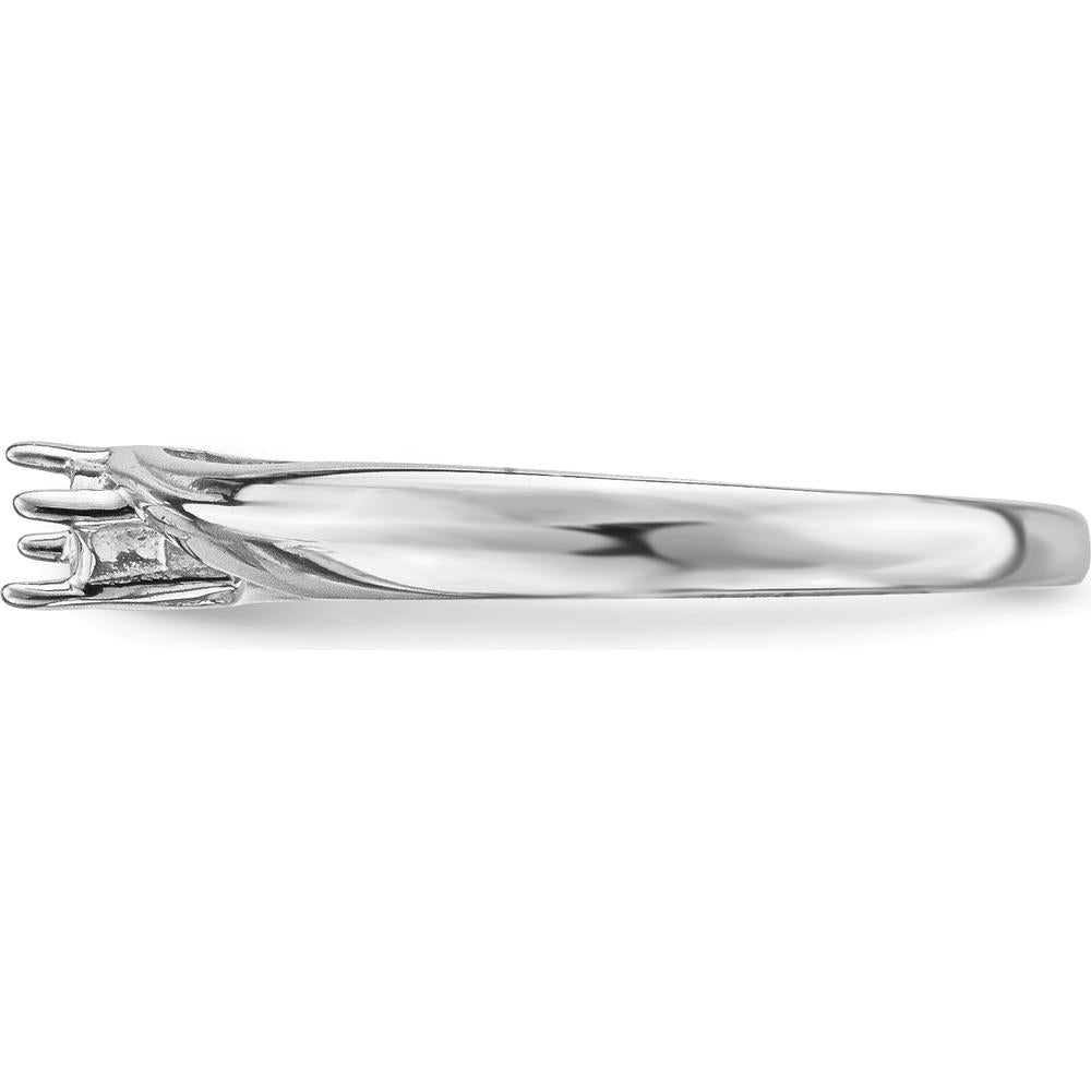 14K White Gold Polished 1-Stone Mother's Ring Mounting - 4mm Band Width by Oro Pregiato
