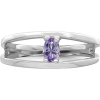 14K White Gold Polished 1-Stone Mother's Ring Mounting - Customizable with Birthstone or Gemstone by Monteluci Fine Jewelry