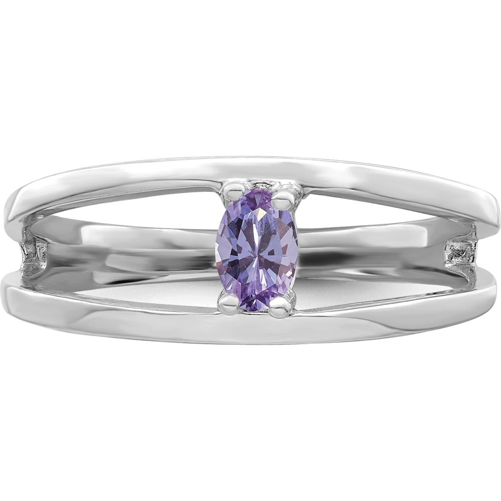 14K White Gold Polished 1-Stone Mother's Ring Mounting - Customizable with Birthstone or Gemstone by Monteluci Fine Jewelry