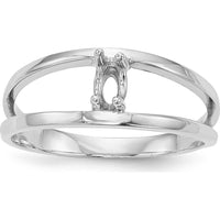 14K White Gold Polished 1-Stone Mother's Ring Mounting - Customizable with Birthstone or Gemstone by Monteluci Fine Jewelry