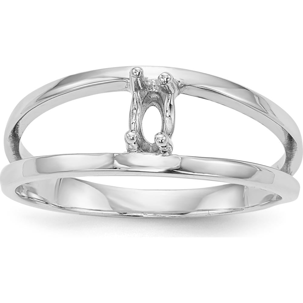 14K White Gold Polished 1-Stone Mother's Ring Mounting - Customizable with Birthstone or Gemstone by Monteluci Fine Jewelry