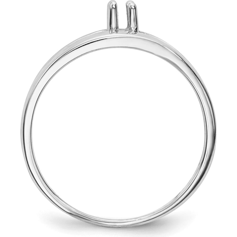 14K White Gold Polished 1-Stone Mother's Ring Mounting - Customizable with Birthstone or Gemstone by Monteluci Fine Jewelry