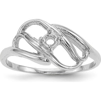 14K White Gold Polished 1-Stone Mother's Ring Mounting - Customizable with Your Choice of Center Stone by Oro Pregiato
