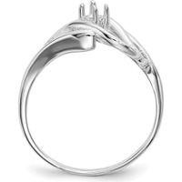 14K White Gold Polished 1-Stone Mother's Ring Mounting - Customizable with Your Choice of Center Stone by Oro Pregiato