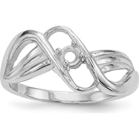 14K White Gold Polished 1-Stone Mother's Ring Mounting by Monteluci Fine Jewelry
