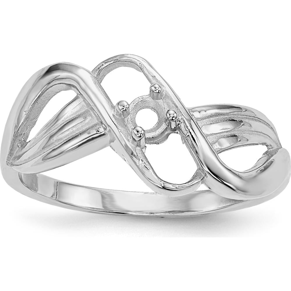 14K White Gold Polished 1-Stone Mother's Ring Mounting by Monteluci Fine Jewelry