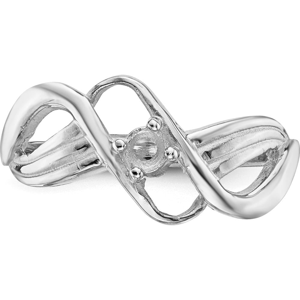 14K White Gold Polished 1-Stone Mother's Ring Mounting by Monteluci Fine Jewelry