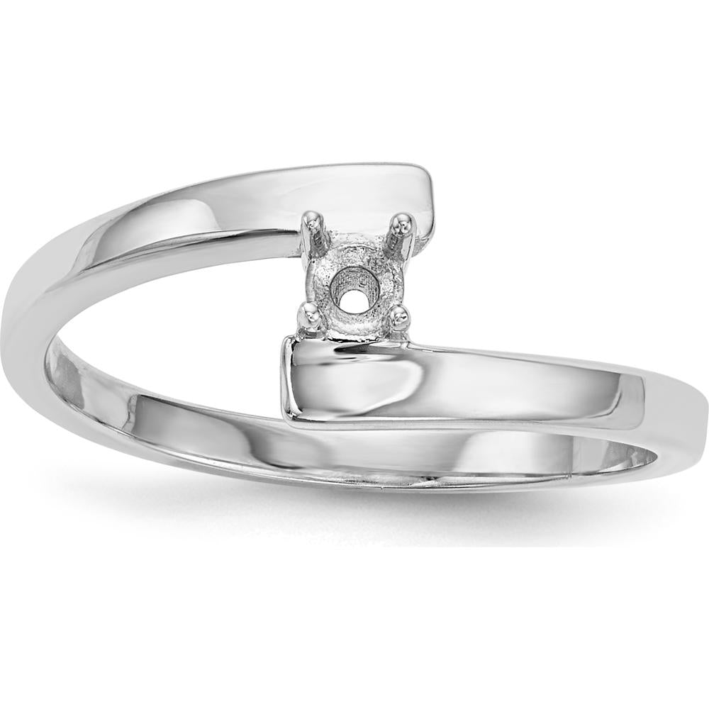14K White Gold Polished 1-Stone Mother's Ring Mounting by Monteluci Fine Jewelry