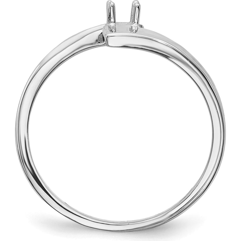 14K White Gold Polished 1-Stone Mother's Ring Mounting by Monteluci Fine Jewelry