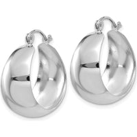 14K White Gold Polished 10.5mm Tapered Hoop Earrings - 23mm Length by Oro Pregiato