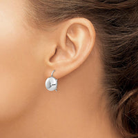 14K White Gold Polished 12mm Button Kidney Wire Drop Earrings by Oro Pregiato