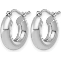 14K White Gold Polished 15mm Tube Hoop Earrings - Rhodium Plated by 0