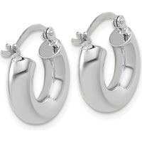 14K White Gold Polished 15mm Tube Hoop Earrings - Rhodium Plated by 0