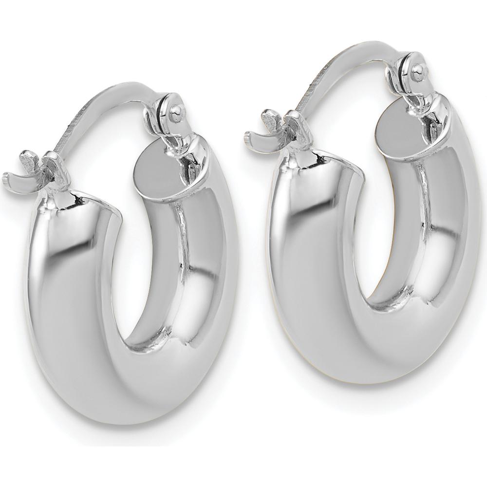 14K White Gold Polished 15mm Tube Hoop Earrings - Rhodium Plated by 0
