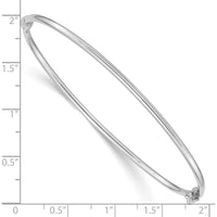 14K White Gold Polished 2.00mm Hinged Oval Bangle Bracelet - Timeless Luxury by Oro Pregiato