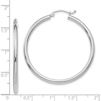14K White Gold Polished 2.5mm Lightweight Tube Hoop Earrings - Elegant and Timeless Design by 0