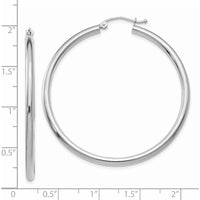 14K White Gold Polished 2.5mm Lightweight Tube Hoop Earrings - Rhodium Plated by 0