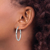 14K White Gold Polished 2.5mm Lightweight Tube Hoop Earrings by 0