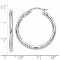 14K White Gold Polished 2.5mm Lightweight Tube Hoop Earrings by 0