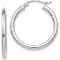 14K White Gold Polished 2.5mm Lightweight Tube Hoop Earrings by 0