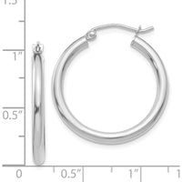 14K White Gold Polished 2.5mm Lightweight Tube Hoop Earrings by 0