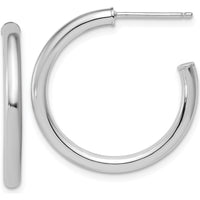 14K White Gold Polished 2.5mm x 25mm Tube C-Hoop Earrings by 0