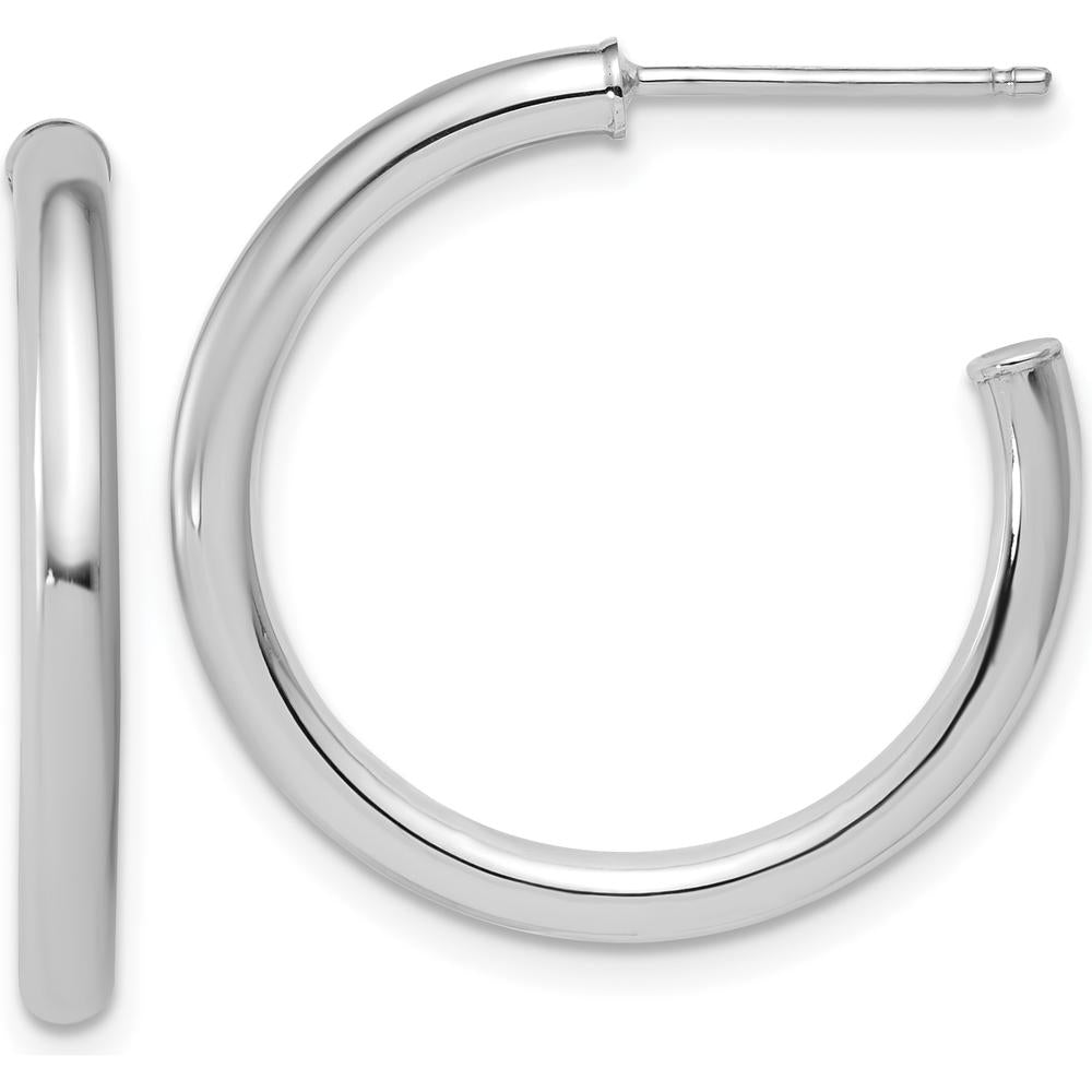 14K White Gold Polished 2.5mm x 25mm Tube C-Hoop Earrings by 0