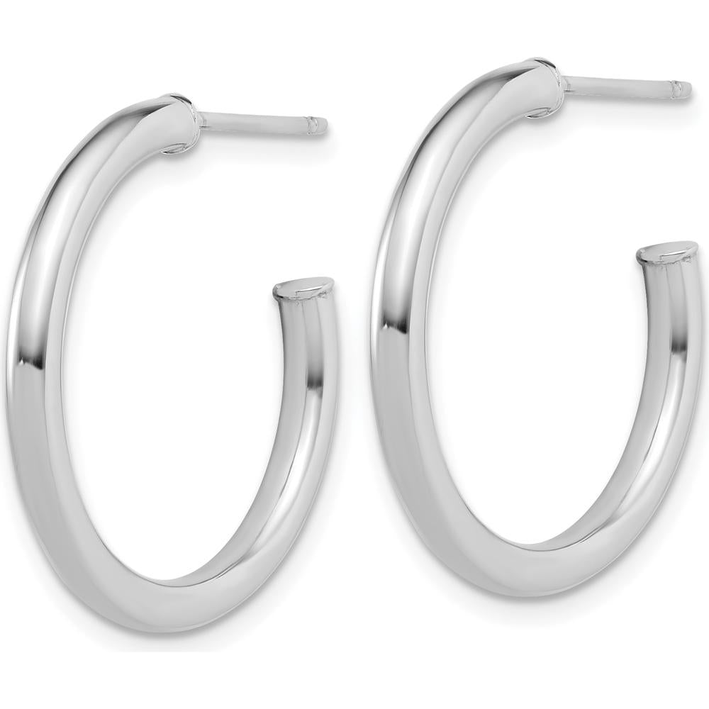 14K White Gold Polished 2.5mm x 25mm Tube C-Hoop Earrings by 0