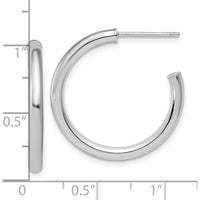 14K White Gold Polished 2.5mm x 25mm Tube C-Hoop Earrings by 0