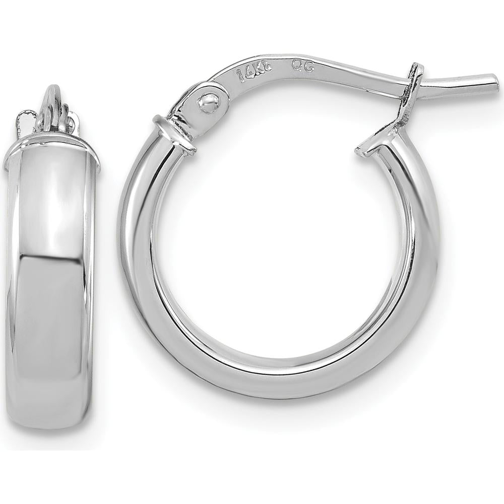 14K White Gold Polished 2.9mm Hoop Earrings with Rhodium Plating by 0