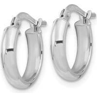 14K White Gold Polished 2.9mm Hoop Earrings with Rhodium Plating by 0