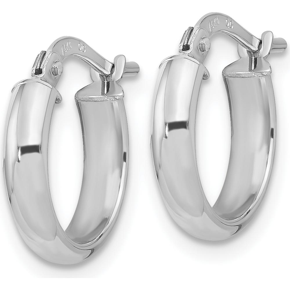14K White Gold Polished 2.9mm Hoop Earrings with Rhodium Plating by 0