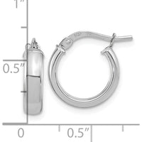 14K White Gold Polished 2.9mm Hoop Earrings with Rhodium Plating by 0