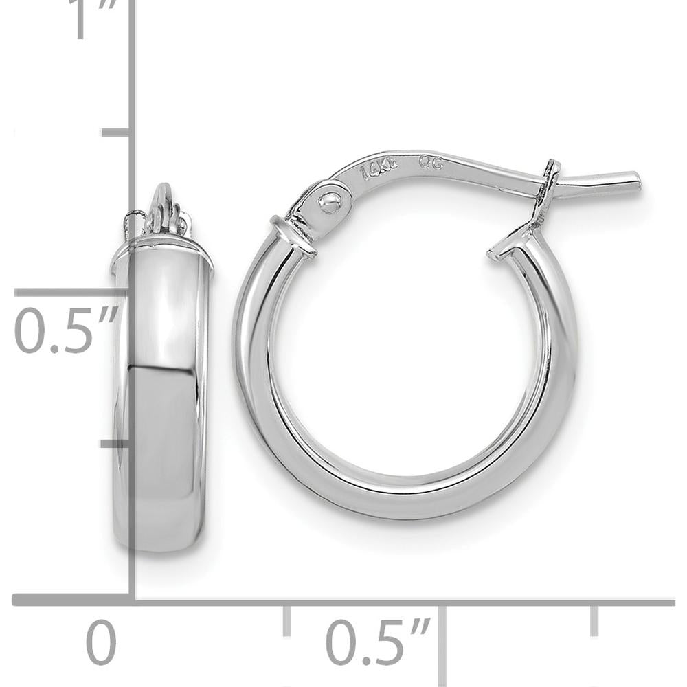 14K White Gold Polished 2.9mm Hoop Earrings with Rhodium Plating by 0