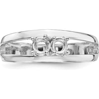 14K White Gold Polished 2-Stone Mother's Ring Mounting - Customizable and Sizeable by Monteluci Fine Jewelry
