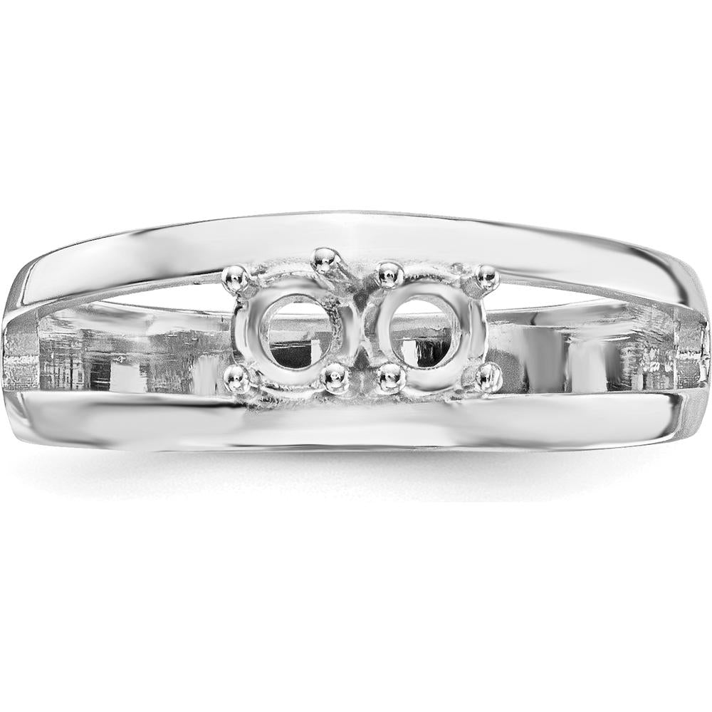 14K White Gold Polished 2-Stone Mother's Ring Mounting - Customizable and Sizeable by Monteluci Fine Jewelry
