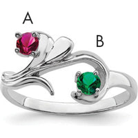 14K White Gold Polished 2-Stone Mother's Ring Mounting - Customizable Birthstone Setting by Monteluci Fine Jewelry