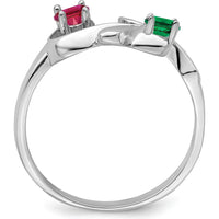 14K White Gold Polished 2-Stone Mother's Ring Mounting - Customizable Birthstone Setting by Monteluci Fine Jewelry
