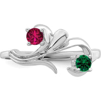 14K White Gold Polished 2-Stone Mother's Ring Mounting - Customizable Birthstone Setting by Monteluci Fine Jewelry
