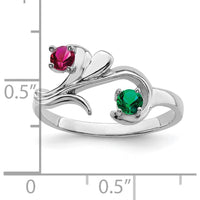 14K White Gold Polished 2-Stone Mother's Ring Mounting - Customizable Birthstone Setting by Monteluci Fine Jewelry