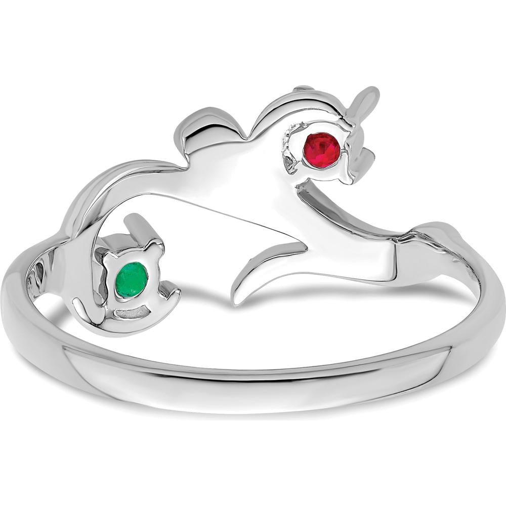 14K White Gold Polished 2-Stone Mother's Ring Mounting - Customizable Birthstone Setting by Monteluci Fine Jewelry
