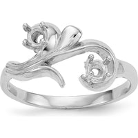 14K White Gold Polished 2-Stone Mother's Ring Mounting - Customizable Birthstone Setting by Monteluci Fine Jewelry