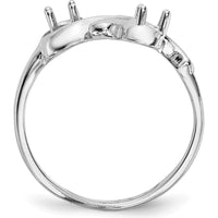 14K White Gold Polished 2-Stone Mother's Ring Mounting - Customizable Birthstone Setting by Monteluci Fine Jewelry