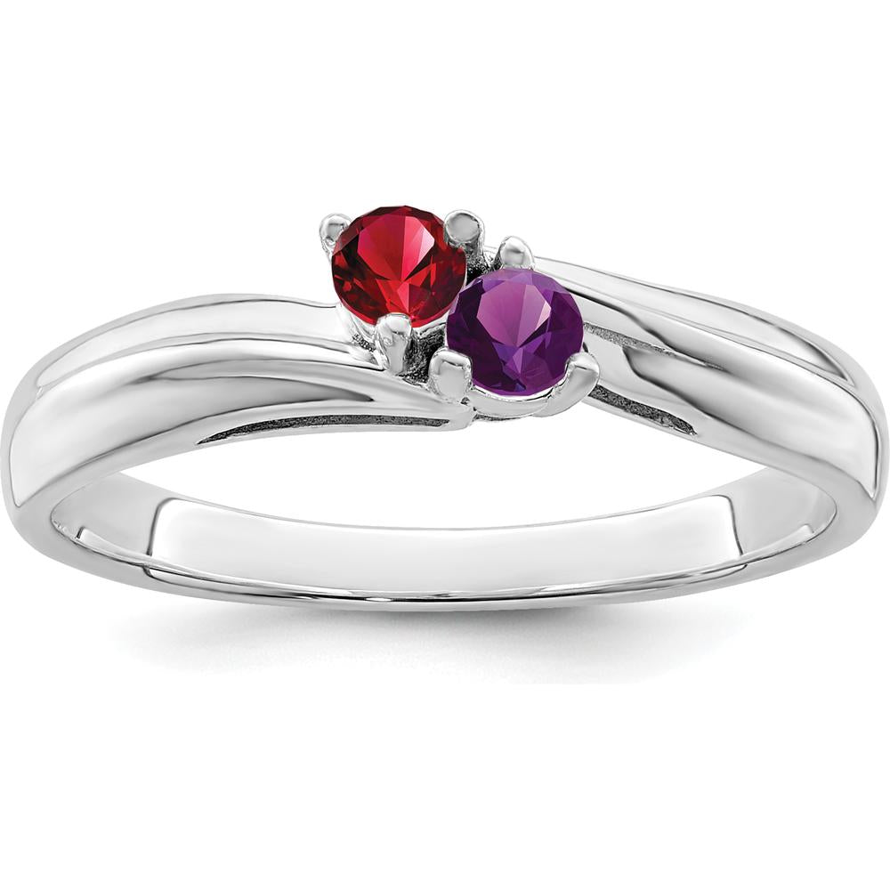 14K White Gold Polished 2-Stone Mother's Ring Mounting - Customizable Design by Monteluci Fine Jewelry