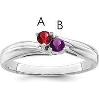 14K White Gold Polished 2-Stone Mother's Ring Mounting - Customizable Design by Monteluci Fine Jewelry